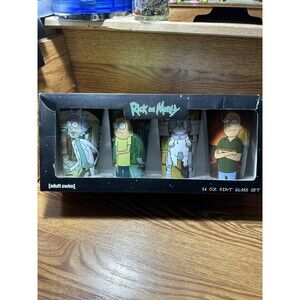 RICK & MORTY 16oz PINT DRINKING GLASSES GIFT SET OF 4 ADULT SWIM BNIB